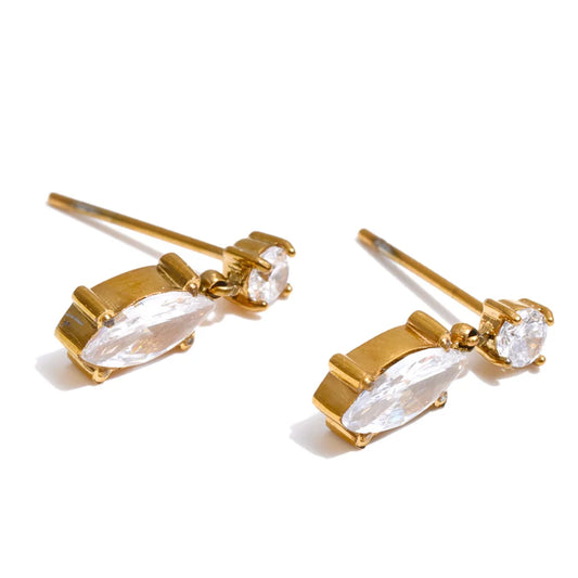 Cubic zirconia drop earrings modern design - product image