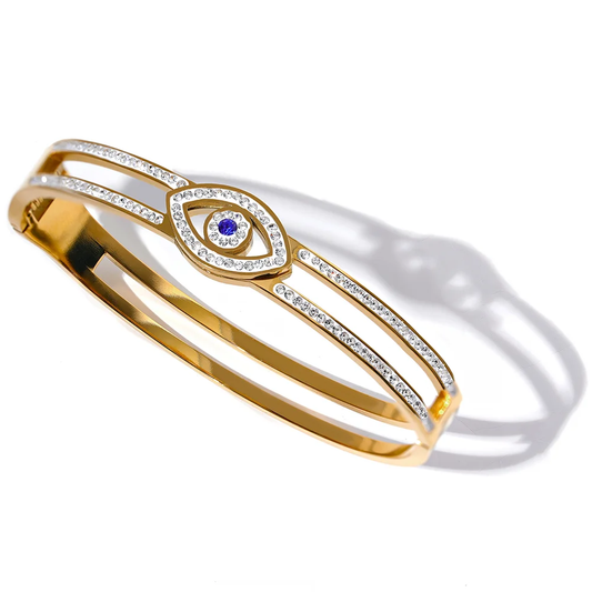 Cubic zirconia eye statement fashion bracelet bangle - product image