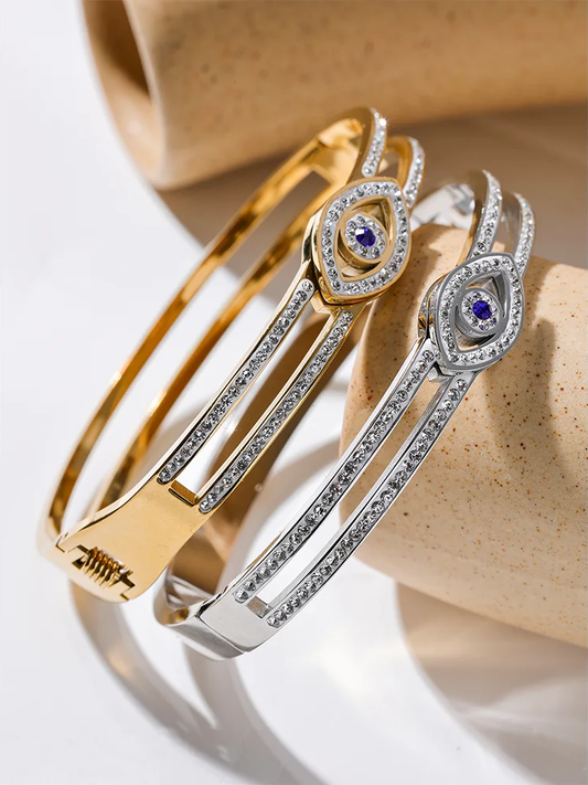 Cubic zirconia eye statement fashion bracelet bangle - product image