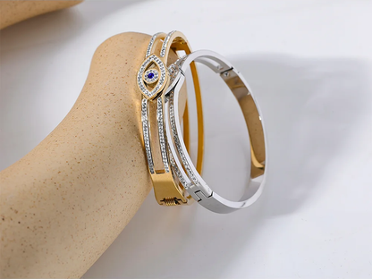 Cubic zirconia eye statement fashion bracelet bangle - product image