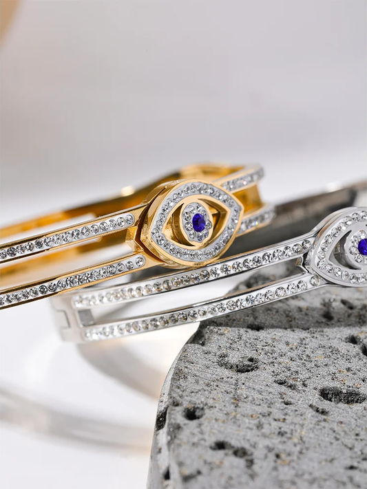 Cubic zirconia eye statement fashion bracelet bangle - product image