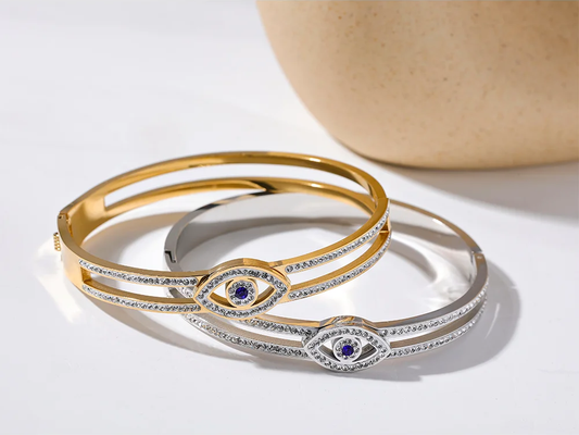 Cubic zirconia eye statement fashion bracelet bangle - product image