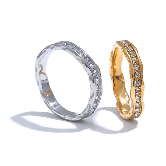 Cubic zirconia finger casting abstract ring - product image