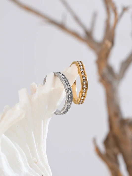 Cubic zirconia finger casting abstract ring - product image