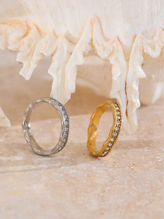 Cubic zirconia finger casting abstract ring - product image