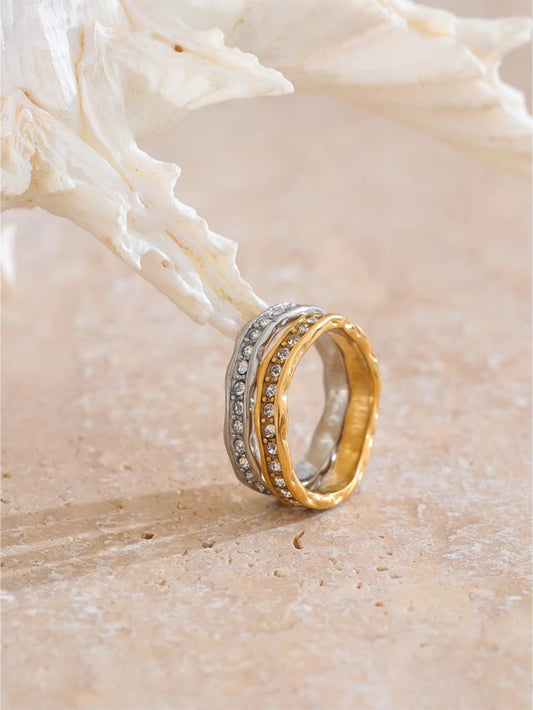 Cubic zirconia finger casting abstract ring - product image
