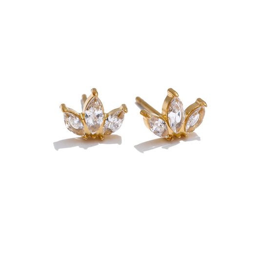 Cubic zirconia flower mini stud earrings - product image