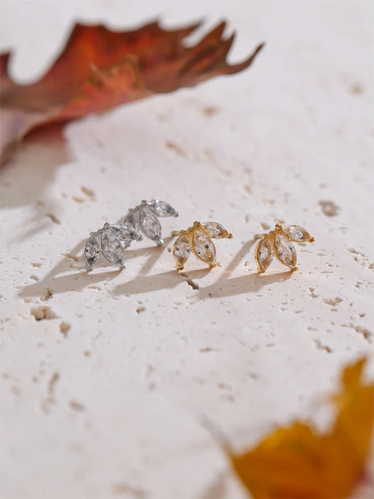 Cubic zirconia flower mini stud earrings - product image
