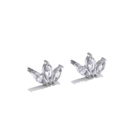 Cubic zirconia flower mini stud earrings - product image