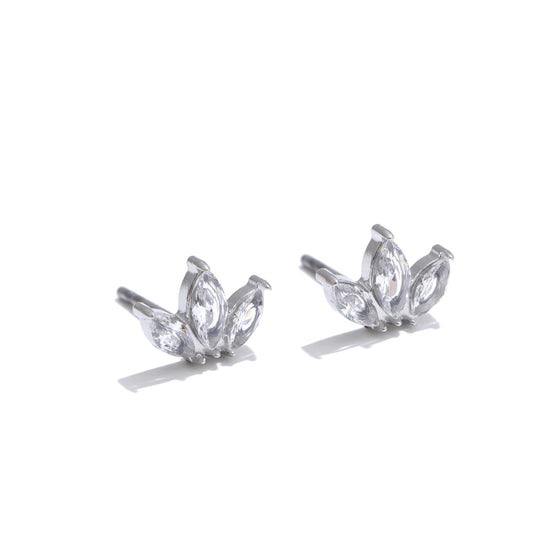 Cubic zirconia flower mini stud earrings - product image