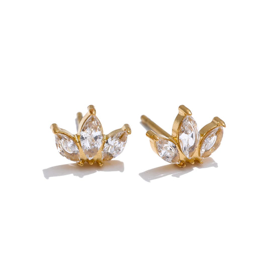 Cubic zirconia flower mini stud earrings - product image