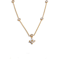 Cubic Zirconia Flower Pendant Delicate Necklace