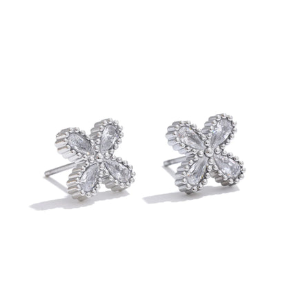 Cubic zirconia flower small stud earrings - product image
