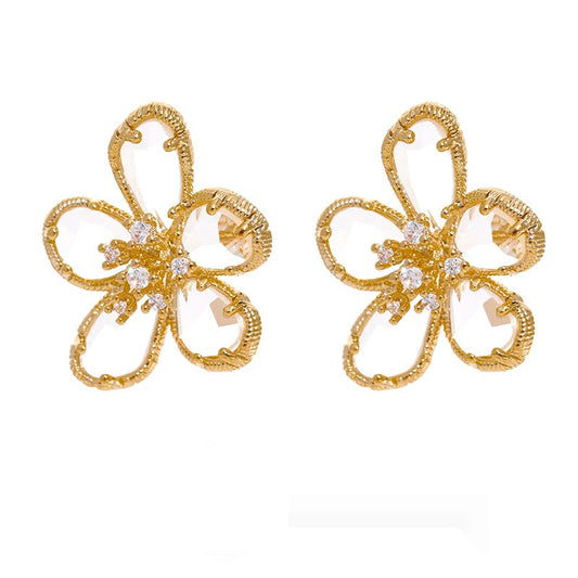 Cubic zirconia flower stud earrings - product image