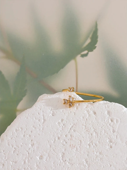 Cubic zirconia flower thin adjustable ring - product image