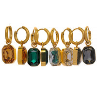 Cubic Zirconia Green Square Drop Earrings