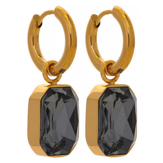 Cubic zirconia green square drop earrings - product image