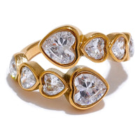 Cubic Zirconia Heart Adjustable Fashion Open Ring
