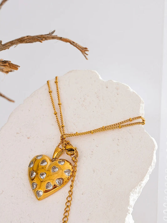 Cubic zirconia heart love necklace pendant - product image