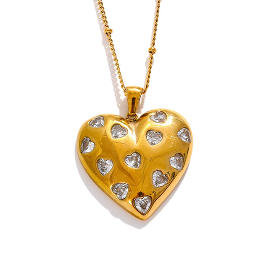 Cubic zirconia heart love necklace pendant - product image