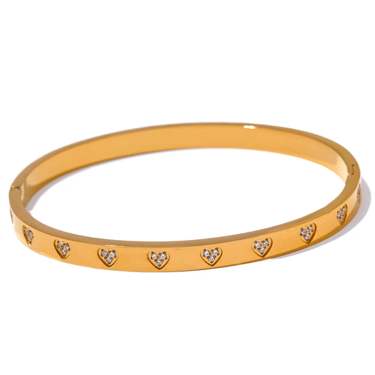 Cubic zirconia heart pattern fashion bangle bracelet - product image