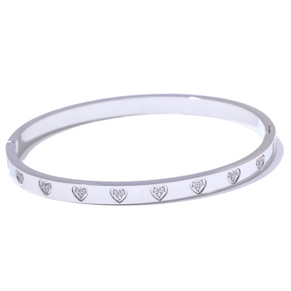 Cubic zirconia heart pattern fashion bangle bracelet - product image