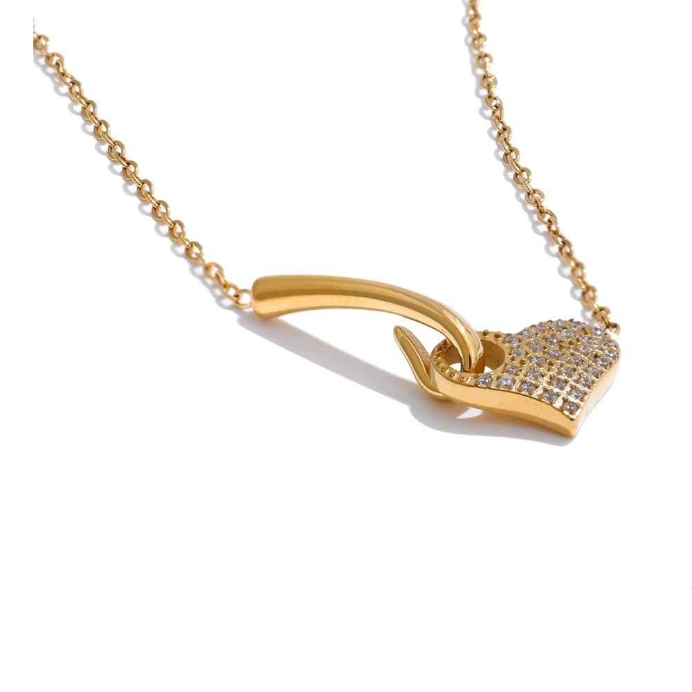 Cubic zirconia heart pendant necklace - product image