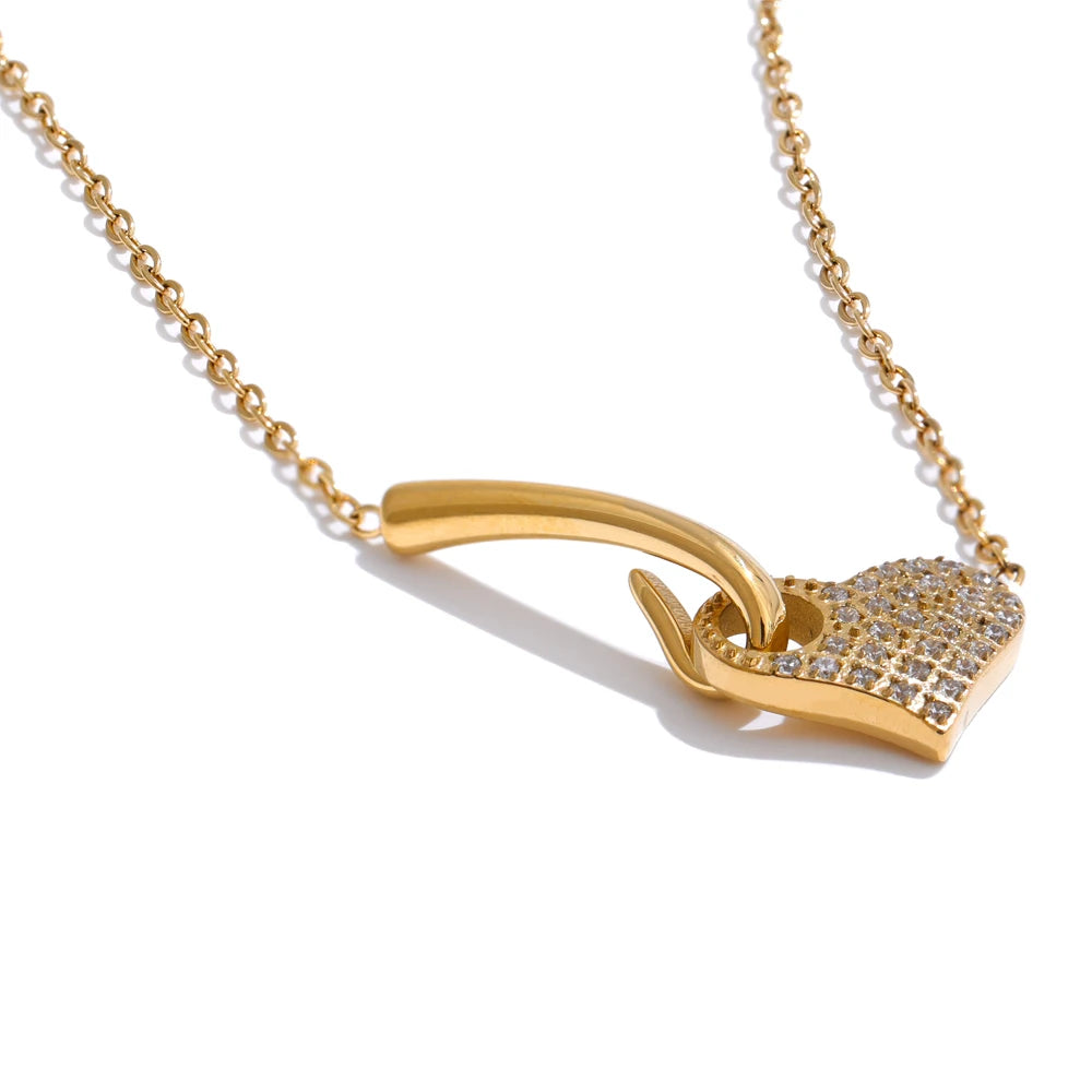 Cubic zirconia heart pendant necklace - product image