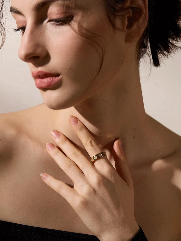 Cubic zirconia heart round tension mount fashion ring - product image