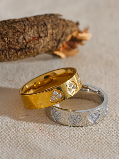 Cubic zirconia heart round tension mount fashion ring - product image