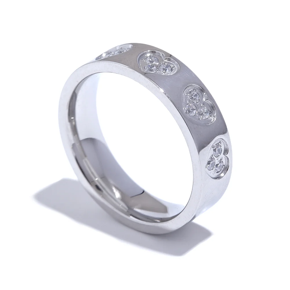 Cubic zirconia heart round tension mount fashion ring - product image
