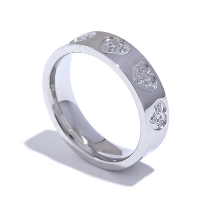 Cubic zirconia heart round tension mount fashion ring - product image