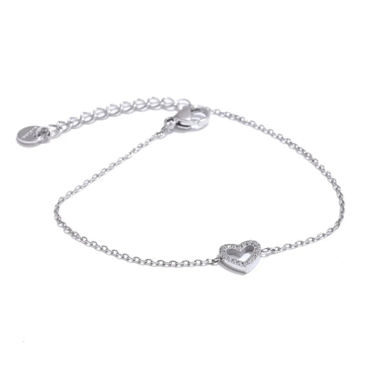 Cubic zirconia hollow heart pendant necklace - product image