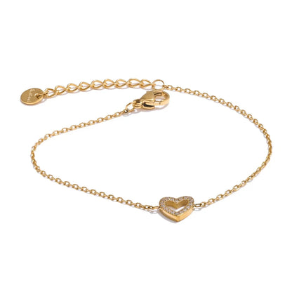 Cubic zirconia hollow heart pendant necklace - product image