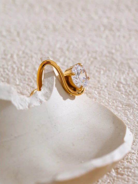 Cubic zirconia irregular minimalist thin ring - product image
