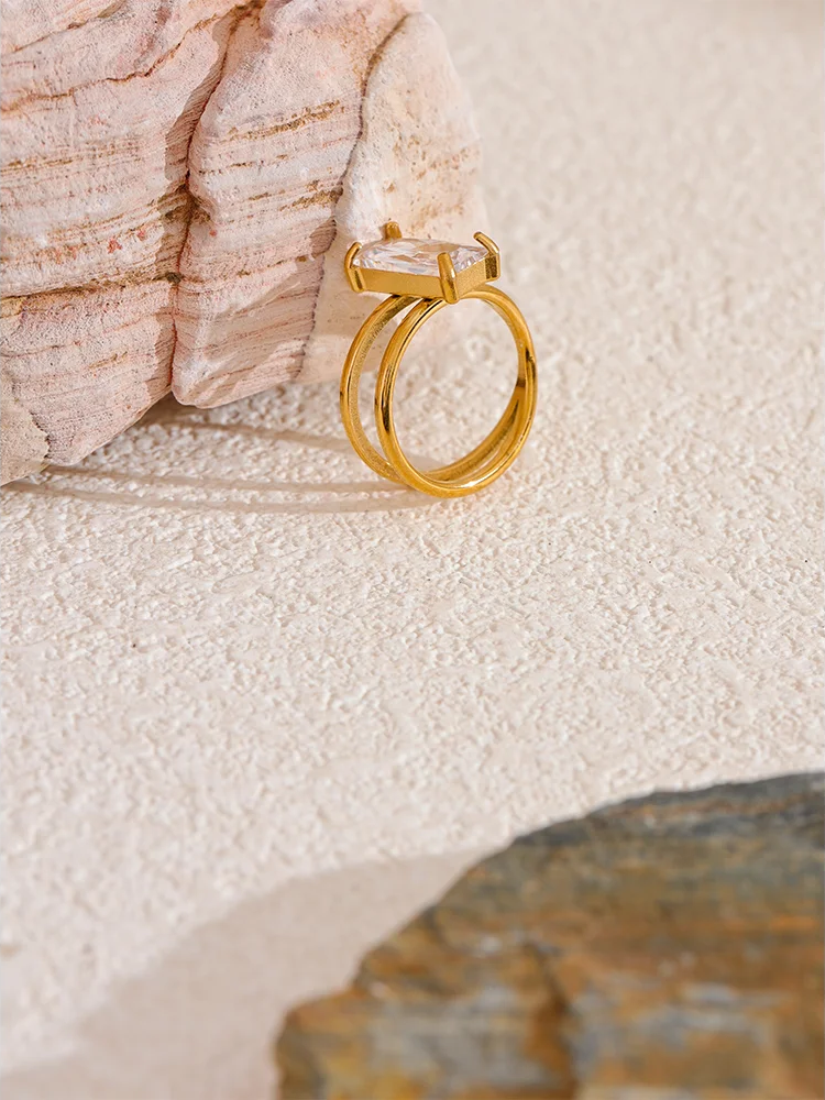 Cubic zirconia minimalist simple stylish ring - product image