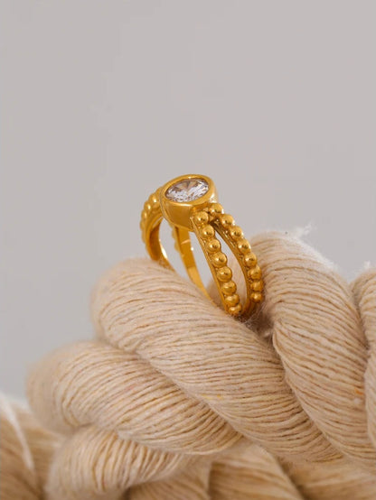 Cubic zirconia modern casting gold fashion ring - product image