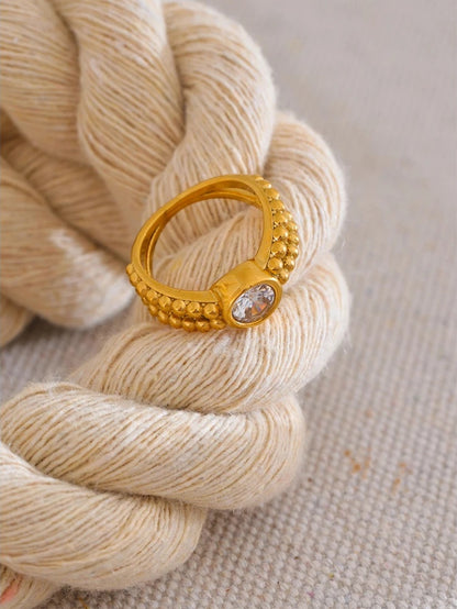 Cubic zirconia modern casting gold fashion ring - product image