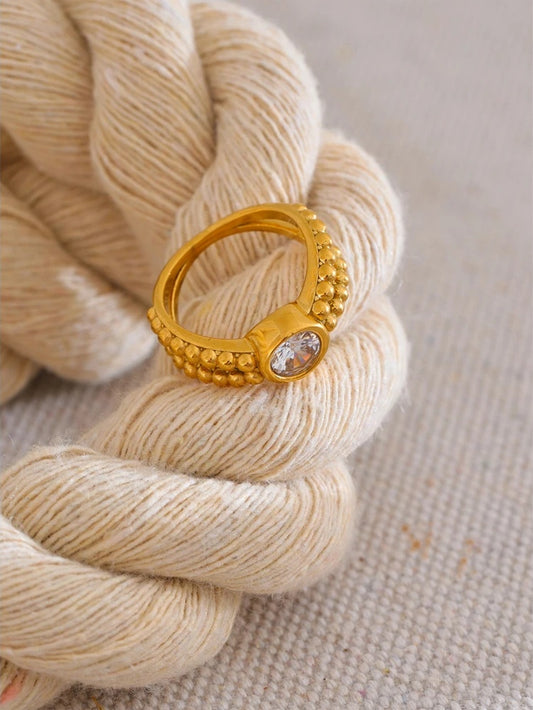 Cubic zirconia modern casting gold fashion ring - product image