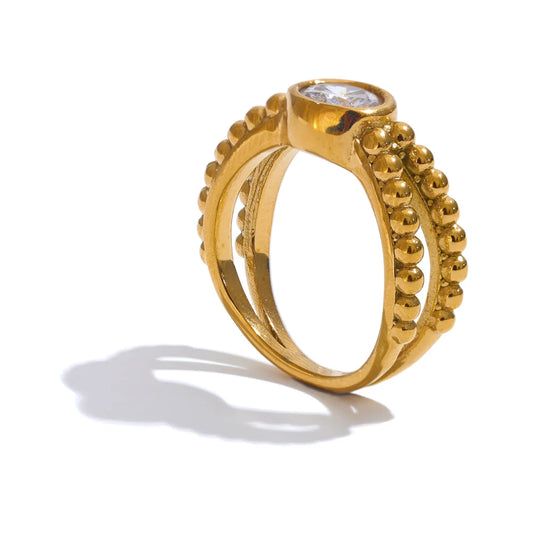 Cubic zirconia modern casting gold fashion ring - product image