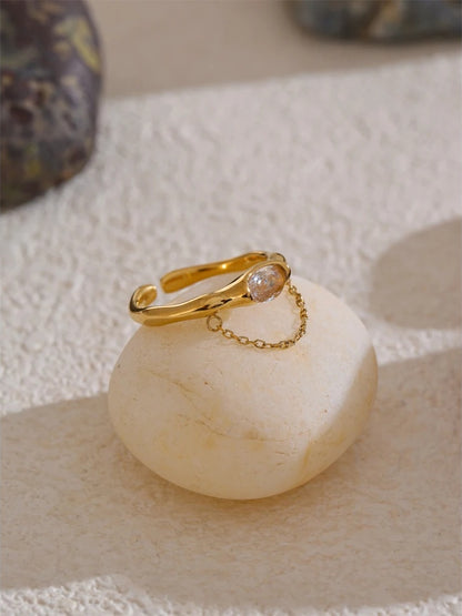 Cubic zirconia modern chain drop ring - product image