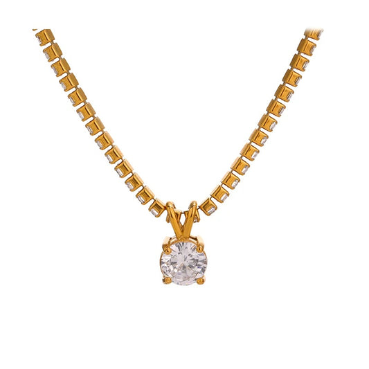 Cubic zirconia modern pendant chain necklace - product image