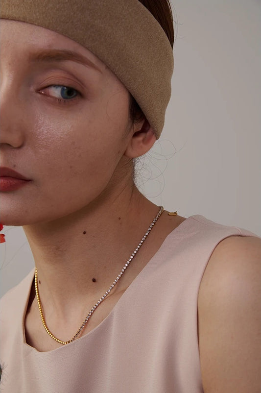 Cubic zirconia modern pendant chain necklace - product image