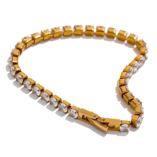 Cubic zirconia modern pendant chain necklace - product image