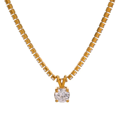 Cubic zirconia modern pendant chain necklace - product image