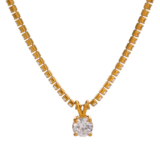 Cubic zirconia modern pendant chain necklace - product image