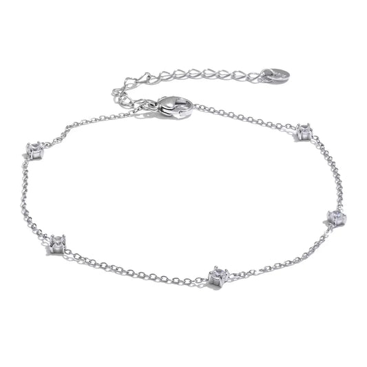 Cubic zirconia necklace anklet bracelet jewelry set - product image