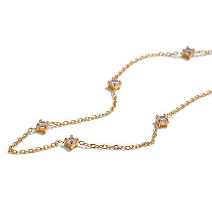 Cubic zirconia necklace anklet bracelet jewelry set - product image