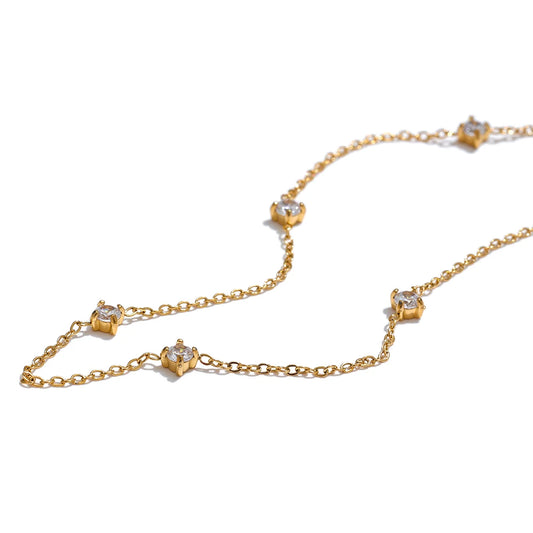 Cubic zirconia necklace anklet bracelet jewelry set - product image