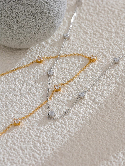 Cubic zirconia necklace anklet bracelet jewelry set - product image